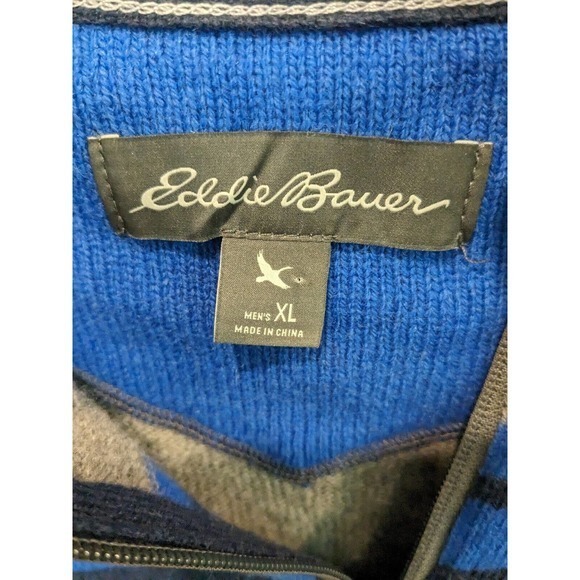 Eddie Bauer 1/4 Zip Knit Sweater Mens Size XL Pullover Outdoors Wool Blend - Picture 3 of 5